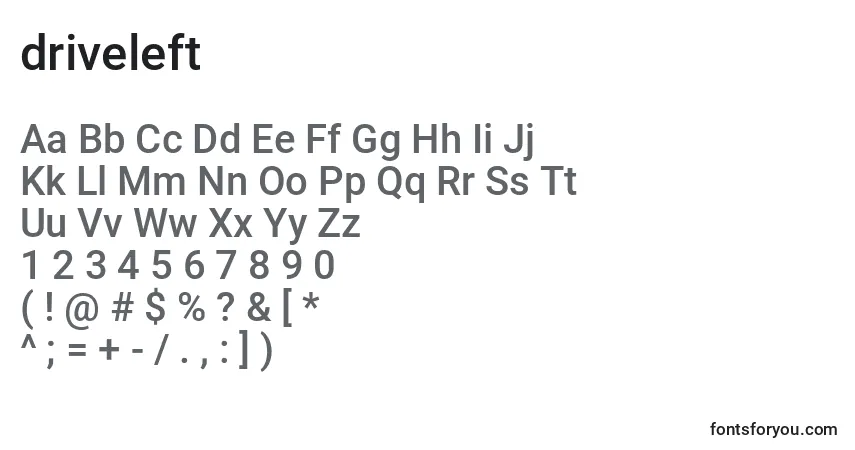 A fonte Driveleft (125507) – alfabeto, números, caracteres especiais