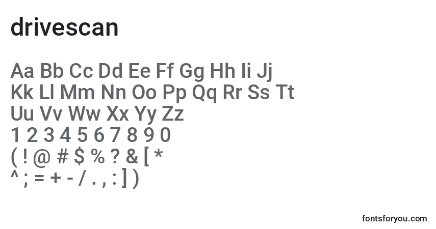 Schriftart Drivescan (125508) – Alphabet, Zahlen, spezielle Symbole