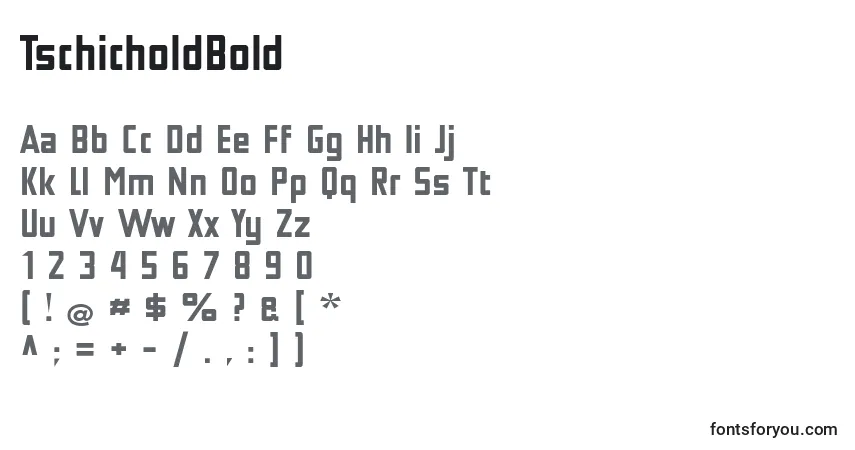 Шрифт TschicholdBold – алфавит, цифры, специальные символы