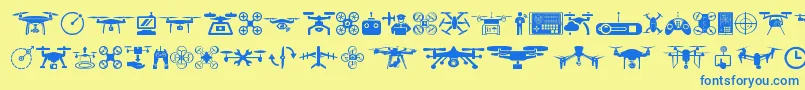 drone Font – Blue Fonts on Yellow Background
