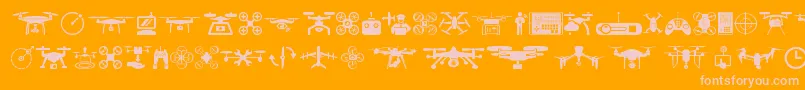 drone-Schriftart – Rosa Schriften auf orangefarbenem Hintergrund