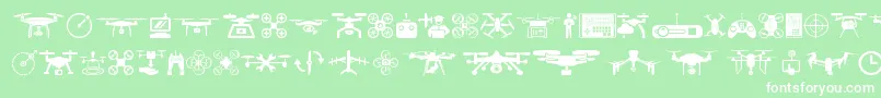drone-Schriftart – Weiße Schriften auf grünem Hintergrund