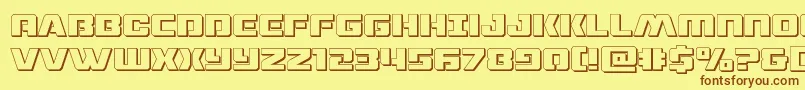 dronetracker3d-fontti – ruskeat fontit keltaisella taustalla