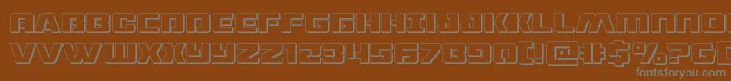 dronetracker3d-fontti – harmaat kirjasimet ruskealla taustalla