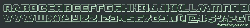 フォントdronetracker3d – 黒い背景に緑の文字