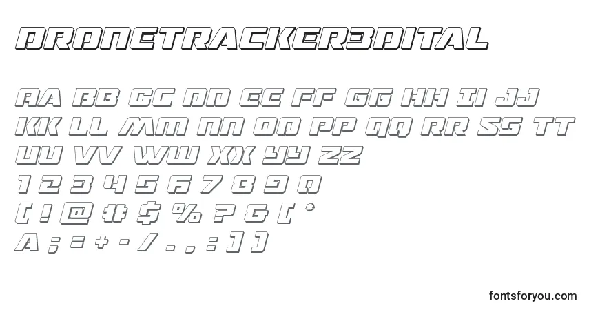 Schriftart Dronetracker3dital (125518) – Alphabet, Zahlen, spezielle Symbole