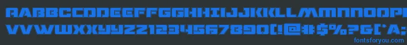dronetrackeracad-Schriftart – Blaue Schriften auf schwarzem Hintergrund