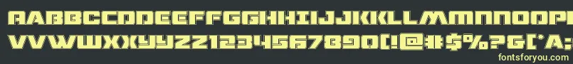 dronetrackeracad-Schriftart – Gelbe Schriften auf schwarzem Hintergrund