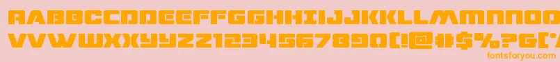 dronetrackerbold-Schriftart – Orangefarbene Schriften auf rosa Hintergrund
