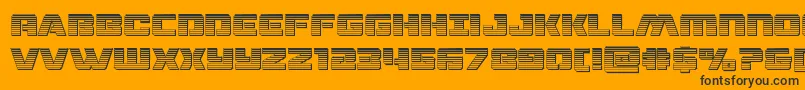 dronetrackerchrome-Schriftart – Schwarze Schriften auf orangefarbenem Hintergrund