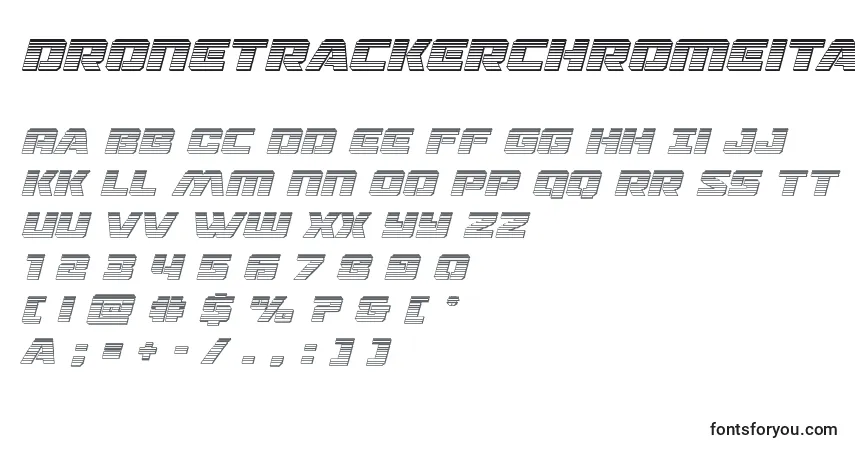 Schriftart Dronetrackerchromeital (125524) – Alphabet, Zahlen, spezielle Symbole
