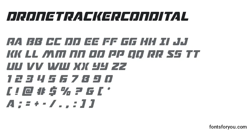 Schriftart Dronetrackercondital (125526) – Alphabet, Zahlen, spezielle Symbole