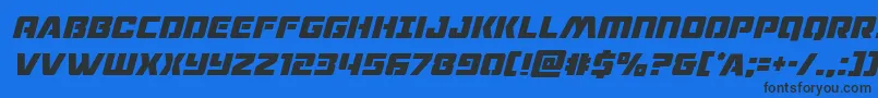 dronetrackercondital-Schriftart – Schwarze Schriften auf blauem Hintergrund