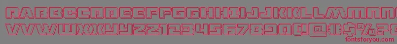 dronetrackerengrave-Schriftart – Rote Schriften auf grauem Hintergrund