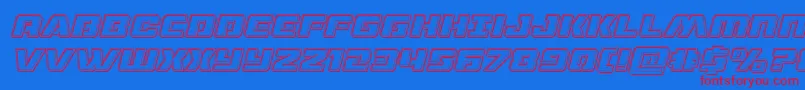 dronetrackerengraveital Font – Red Fonts on Blue Background