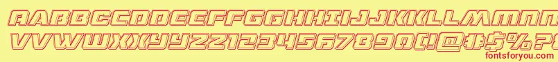 dronetrackerengraveital Font – Red Fonts on Yellow Background