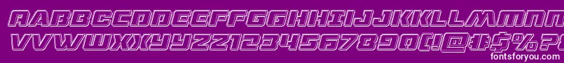 dronetrackerengraveital-Schriftart – Weiße Schriften auf violettem Hintergrund
