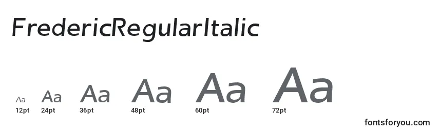 Размеры шрифта FredericRegularItalic