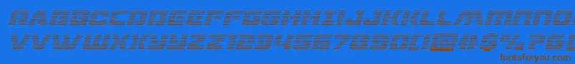 dronetrackergradital-Schriftart – Braune Schriften auf blauem Hintergrund