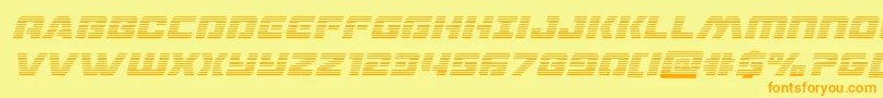 フォントdronetrackergradital – オレンジの文字が黄色の背景にあります。