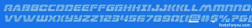 dronetrackergradital Font – White Fonts on Blue Background
