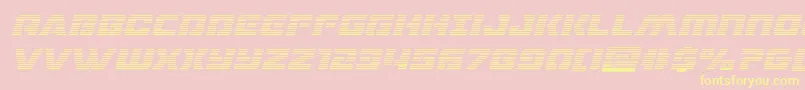dronetrackergradital-Schriftart – Gelbe Schriften auf rosa Hintergrund