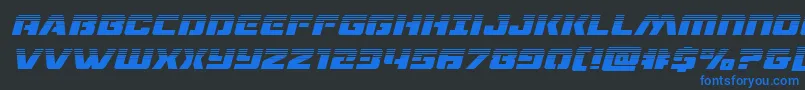 フォントdronetrackerhalfital – 黒い背景に青い文字