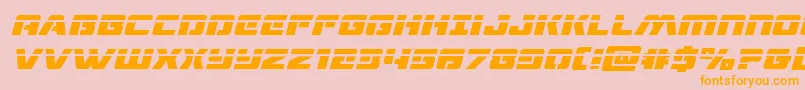 dronetrackerlaserital-Schriftart – Orangefarbene Schriften auf rosa Hintergrund