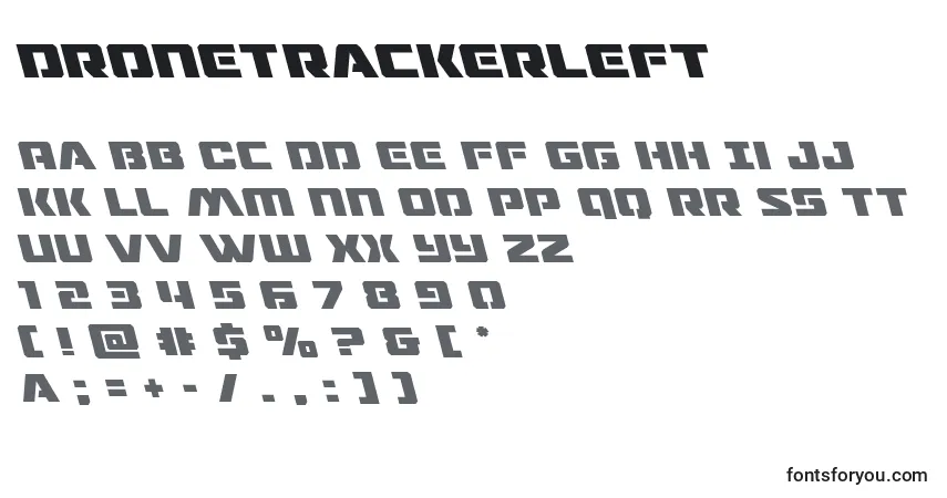 Schriftart Dronetrackerleft (125538) – Alphabet, Zahlen, spezielle Symbole