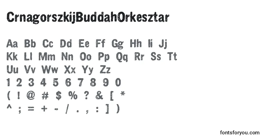 Schriftart CrnagorszkijBuddahOrkesztar – Alphabet, Zahlen, spezielle Symbole