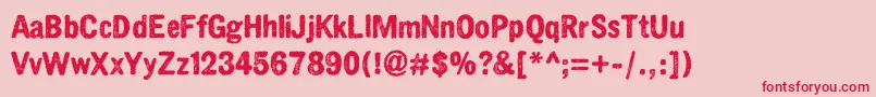 Weitere Informationen zur CrnagorszkijBuddahOrkesztar-Schriftart CrnagorszkijBuddahOrkesztar-Schriftart – Rote Schriften auf rosa Hintergrund