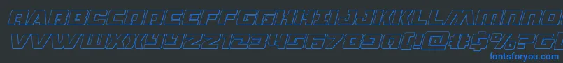 dronetrackeroutital Font – Blue Fonts on Black Background