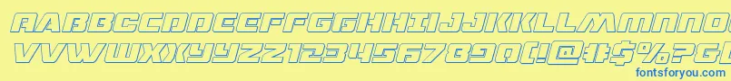 dronetrackeroutital Font – Blue Fonts on Yellow Background
