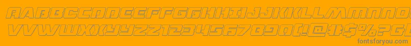 dronetrackeroutital-fontti – harmaat kirjasimet oranssilla taustalla