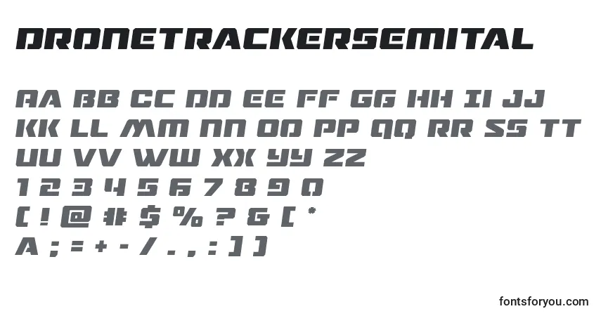 A fonte Dronetrackersemital (125543) – alfabeto, números, caracteres especiais