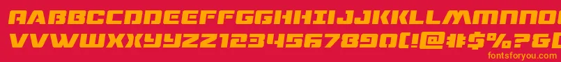 dronetrackersemital-Schriftart – Orangefarbene Schriften auf rotem Hintergrund