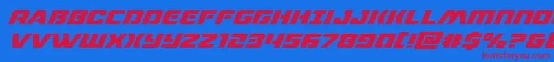 dronetrackersuperital Font – Red Fonts on Blue Background