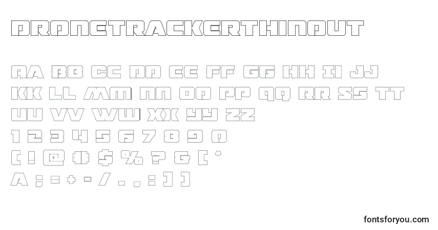 Шрифт Dronetrackerthinout (125545) – алфавит, цифры, специальные символы