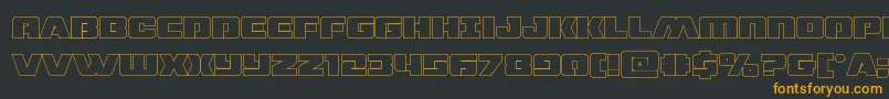 dronetrackerthinout-Schriftart – Orangefarbene Schriften auf schwarzem Hintergrund