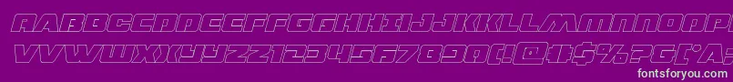 dronetrackerthinoutital-Schriftart – Grüne Schriften auf violettem Hintergrund