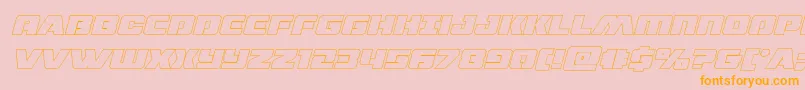 dronetrackerthinoutital-Schriftart – Orangefarbene Schriften auf rosa Hintergrund
