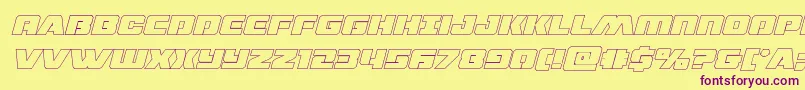 dronetrackerthinoutital-Schriftart – Violette Schriften auf gelbem Hintergrund