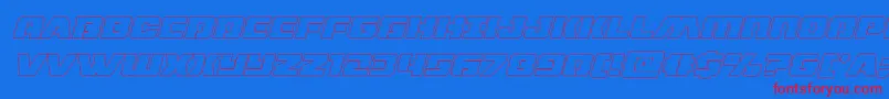dronetrackerthinoutital Font – Red Fonts on Blue Background