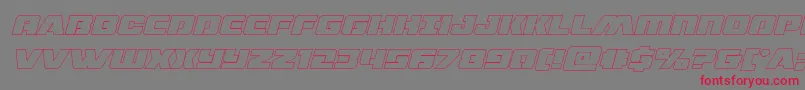 dronetrackerthinoutital-Schriftart – Rote Schriften auf grauem Hintergrund