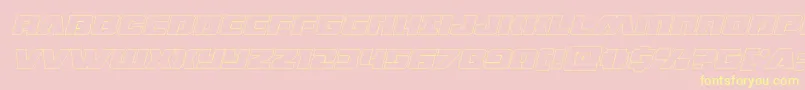 dronetrackerthinoutital-Schriftart – Gelbe Schriften auf rosa Hintergrund