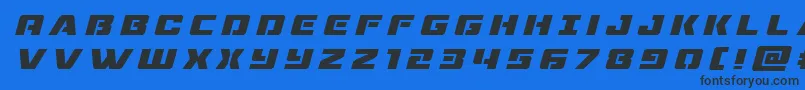 dronetrackertitleital Font – Black Fonts on Blue Background