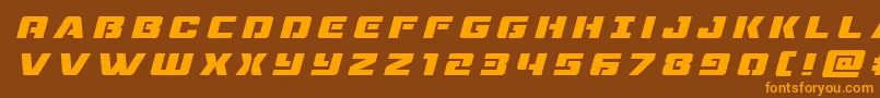 dronetrackertitleital-Schriftart – Orangefarbene Schriften auf braunem Hintergrund