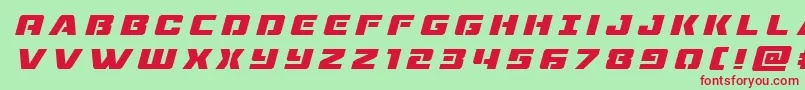 フォントdronetrackertitleital – 赤い文字の緑の背景