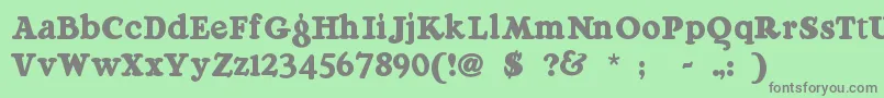 Weitere Informationen zur Raggmoppregular-Schriftart Raggmoppregular-Schriftart – Graue Schriften auf grünem Hintergrund