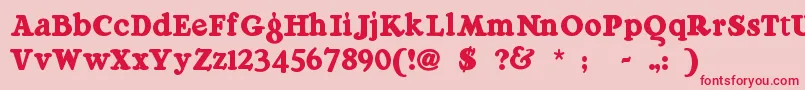 Raggmoppregular-Schriftart – Rote Schriften auf rosa Hintergrund